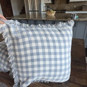 Blue and White Checkered Pillow